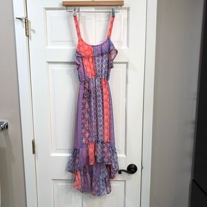 Xhilaration Print Ruffle High/Low Sun Dress